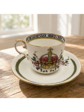 Vintage Aynsley Queen Elizabeth II Coronation Teacup Saucer 1953